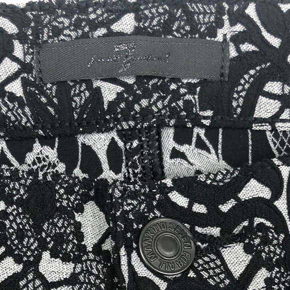 7 For All Mankind Black Lace Jacquard Pants - Picture 4 of 8